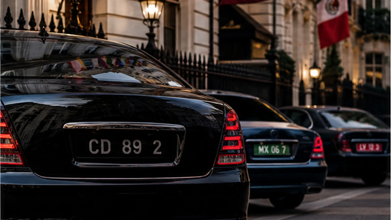 Diplomatic vehicles outside London embassies with CD number plates